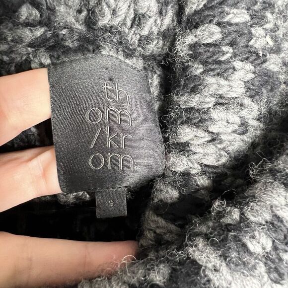 Thom Krom Sweater Womens Small Merino Wool Pullover Turtleneck Chunky Knit Gray - Picture 9 of 14